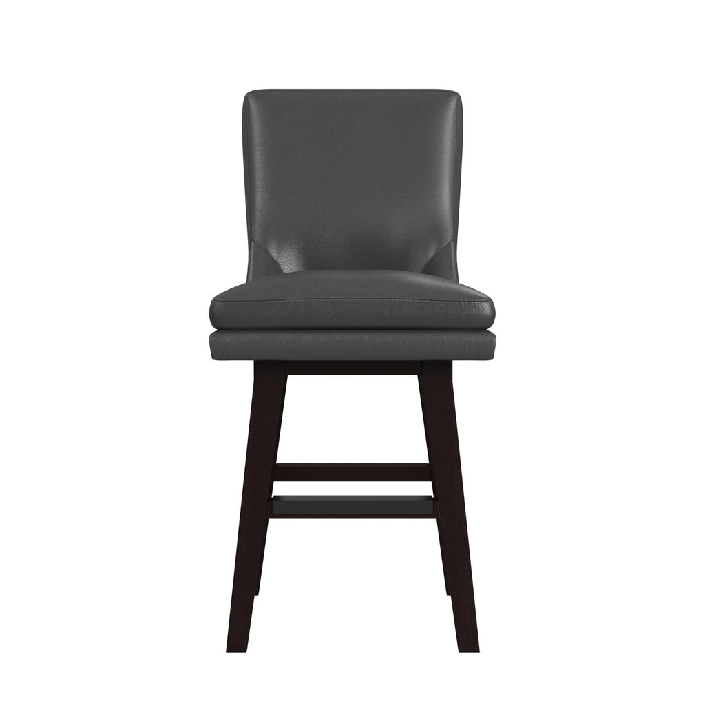 Villanova Swivel Counter Stool With Pewter PU In Espresso (2 Per Carton)