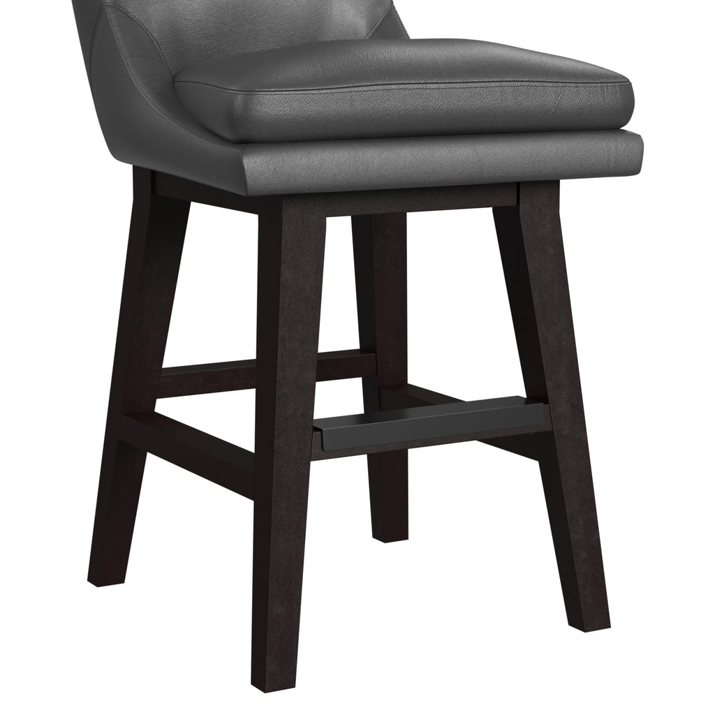 Villanova Swivel Counter Stool With Pewter PU In Espresso (2 Per Carton)