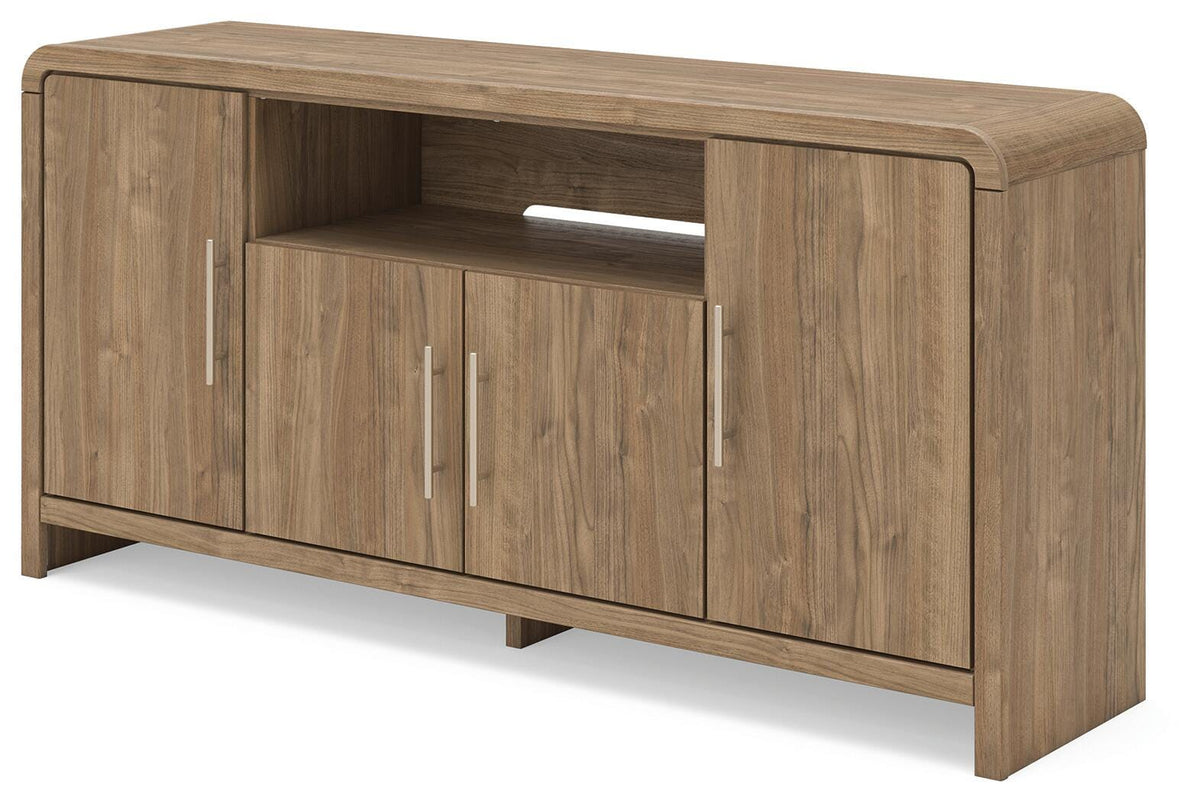 Dovander 63" TV Stand in Brown, angle view