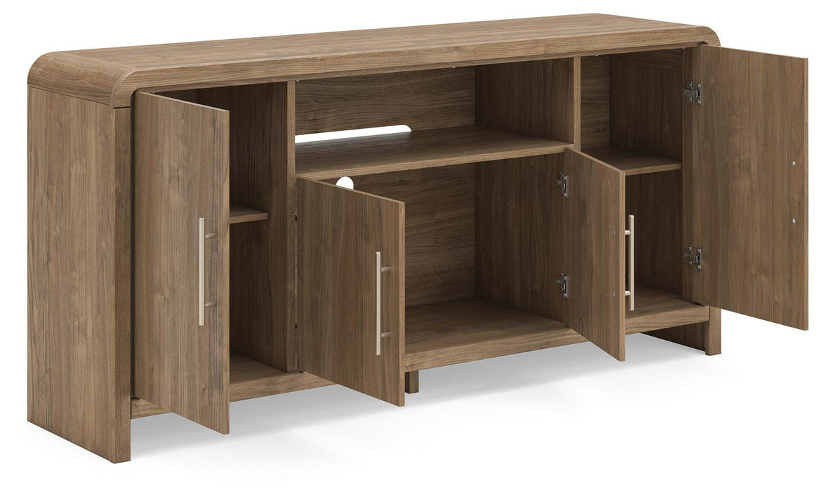Dovander 63" TV Stand in Brown, open view