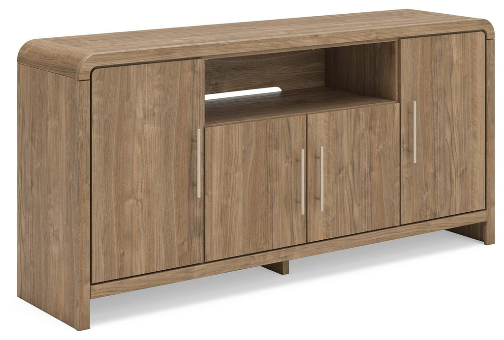 Dovander 63" TV Stand in Brown, angle view