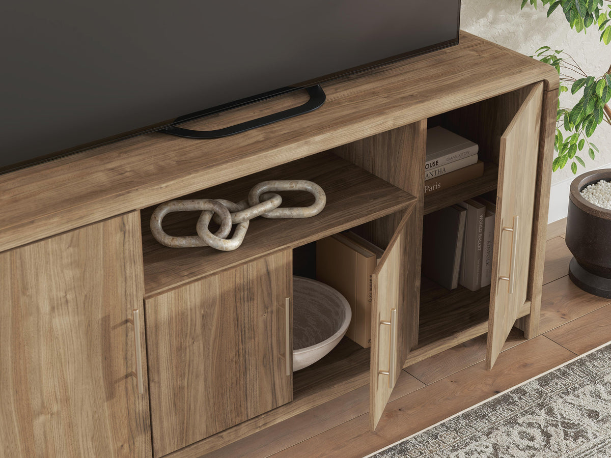 Dovander 63" TV Stand in Brown, detail view