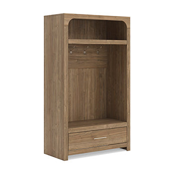 Dovander Hall Tree with Storage Bench in Brown, angle view