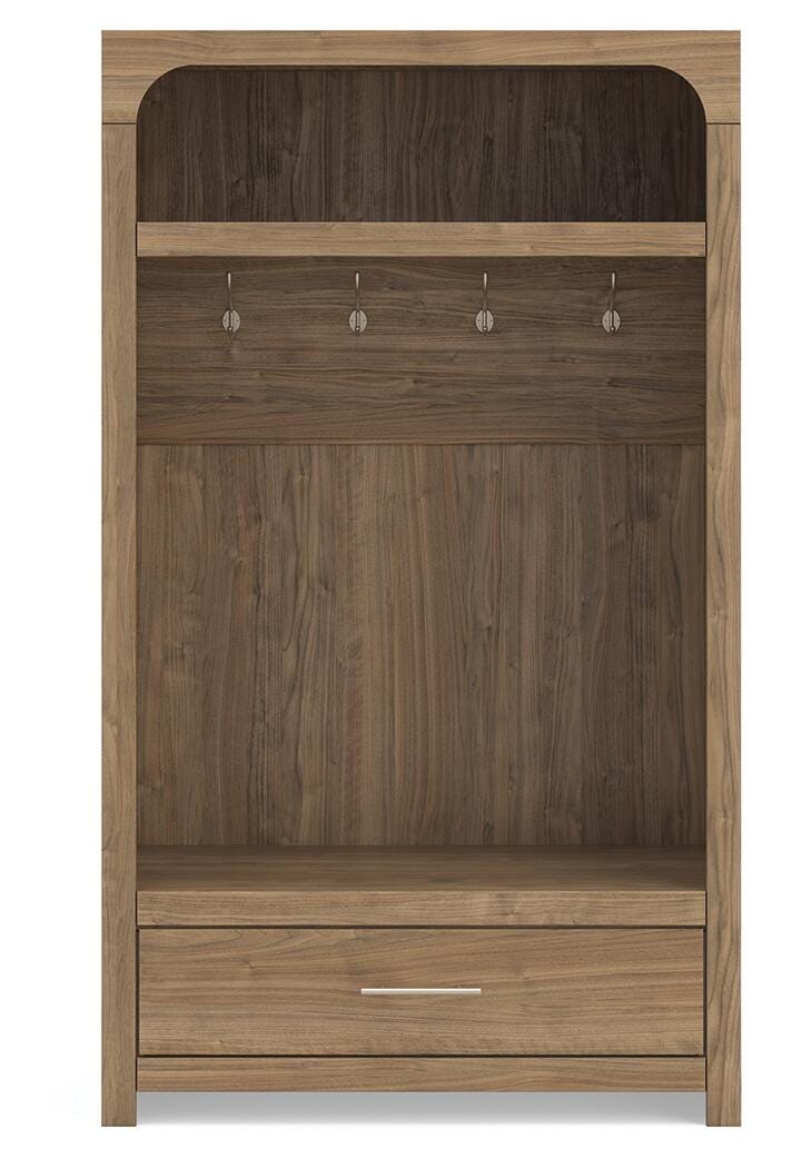 Dovander Hall Tree with Storage Bench in Brown, front view