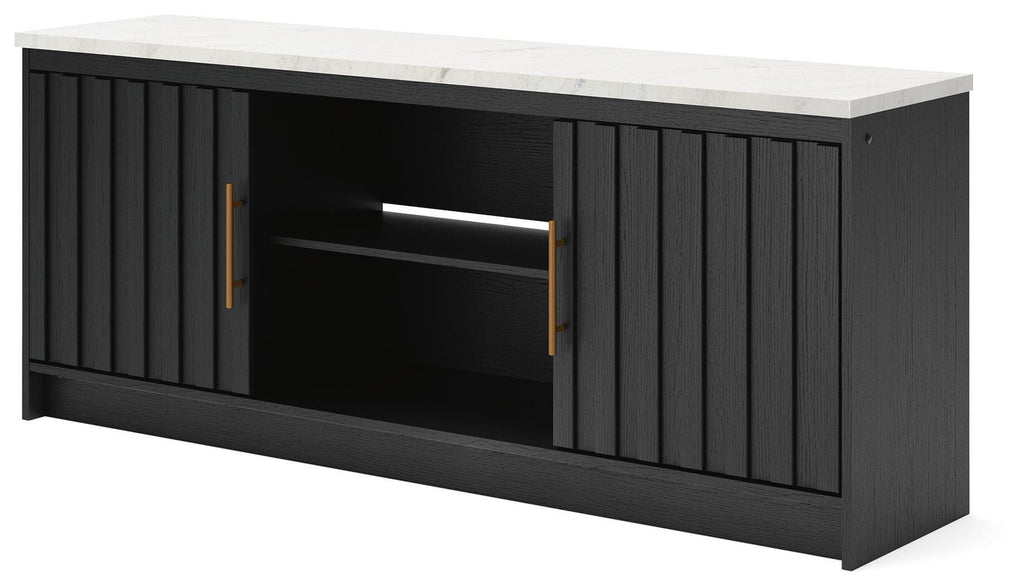 Cadmori 63" TV Stand in Black/White, angle view