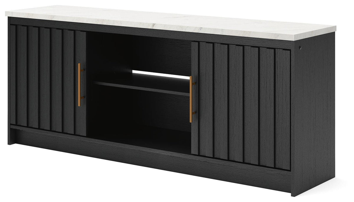 Cadmori 63" TV Stand in Black/White, angle view