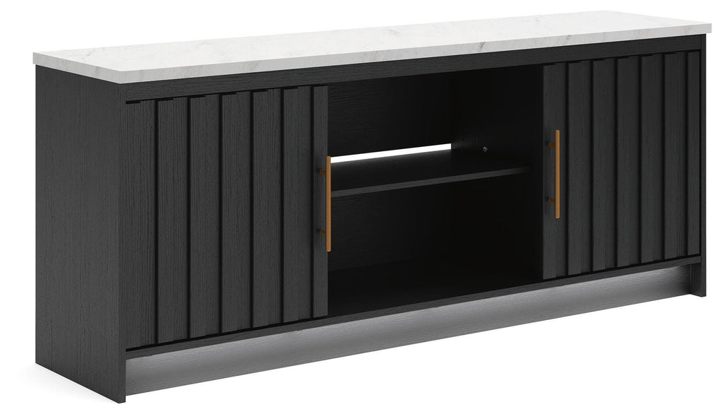 Cadmori 63" TV Stand in Black/White, angle view