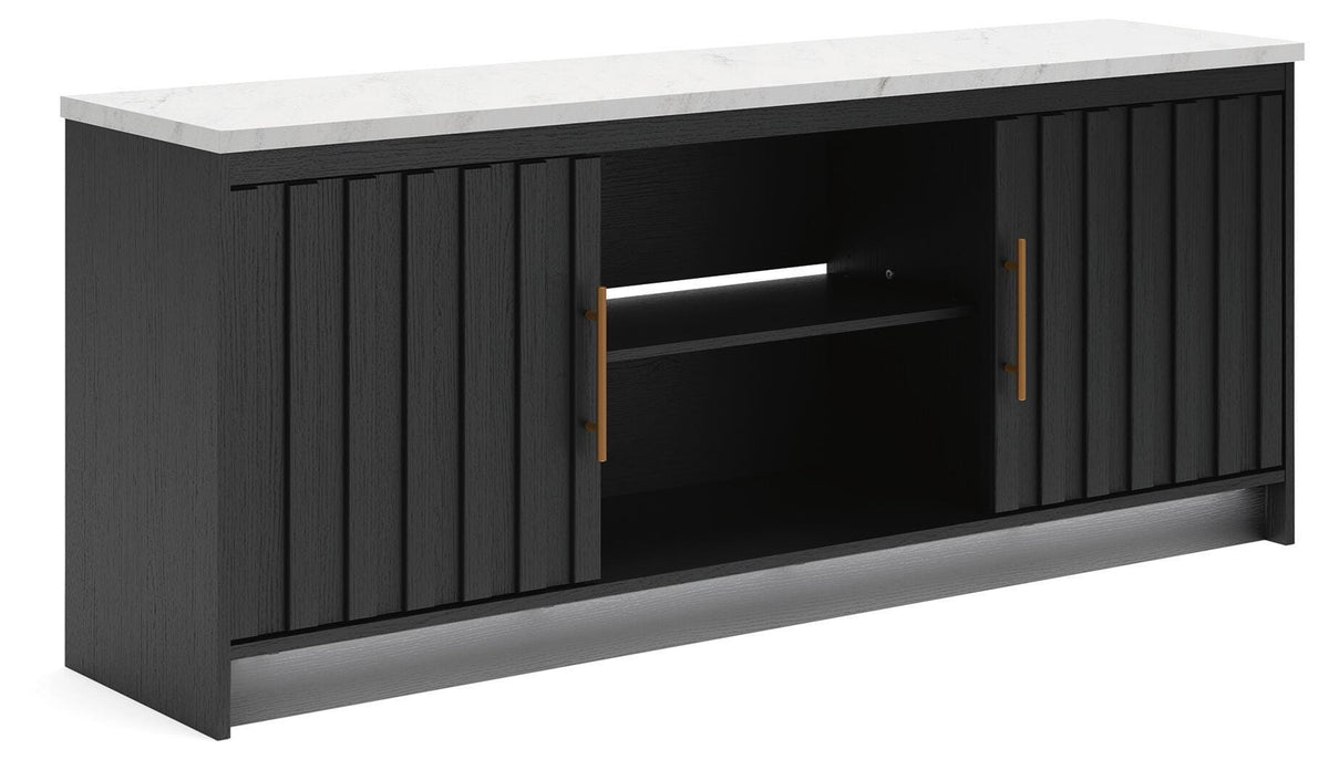 Cadmori 63" TV Stand in Black/White, angle view