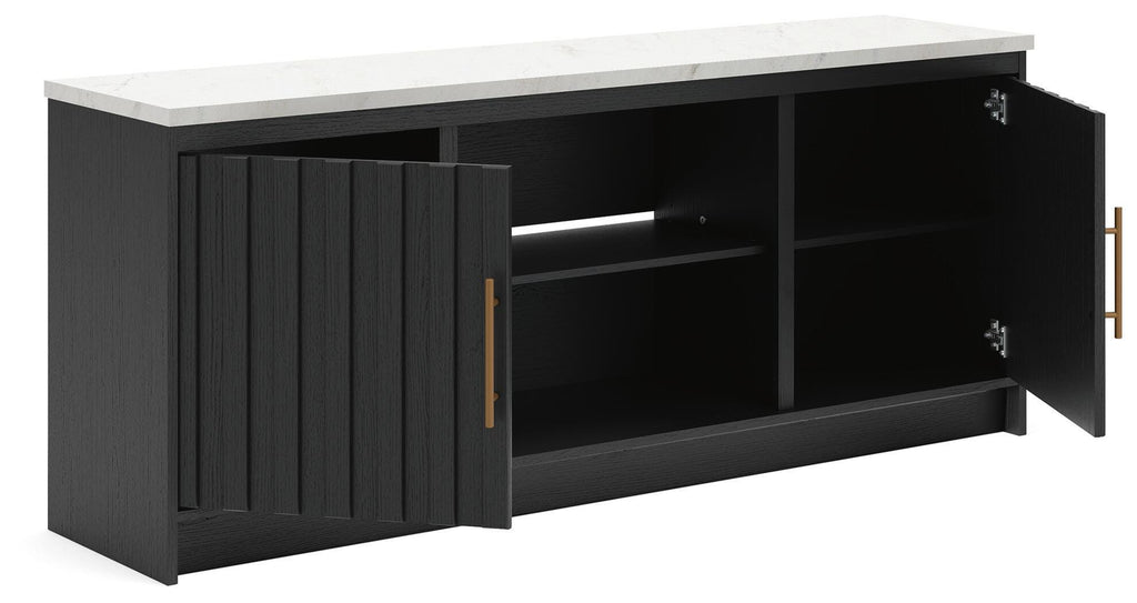 Cadmori 63" TV Stand in Black/White, open view