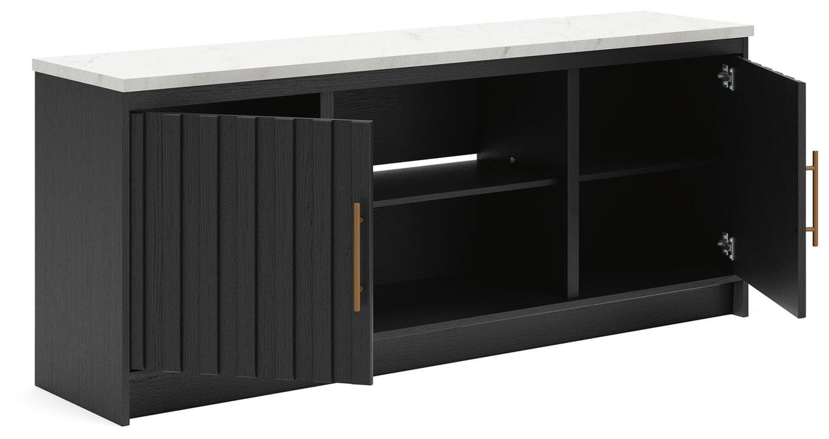 Cadmori 63" TV Stand in Black/White, open view