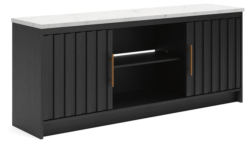 Cadmori 63" TV Stand in Black/White, angle view