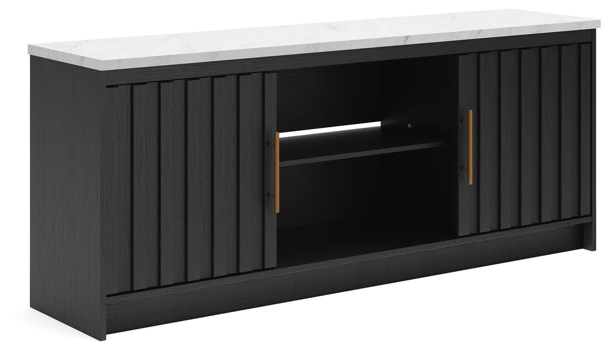 Cadmori 63" TV Stand in Black/White, angle view