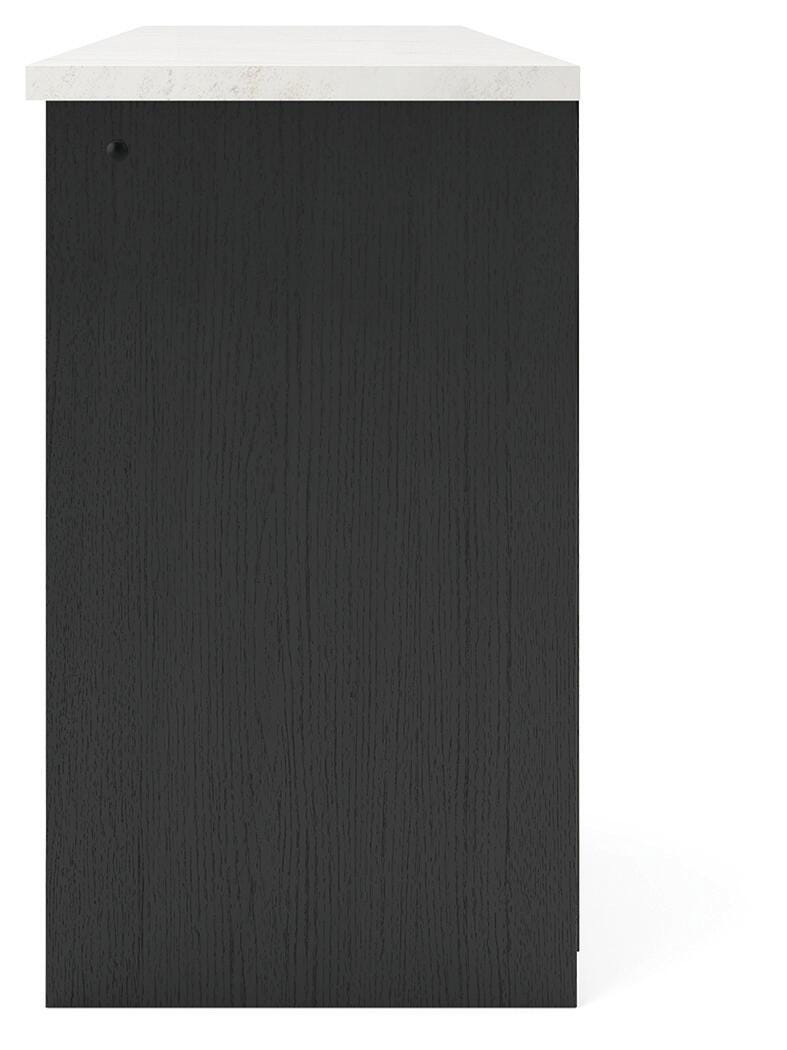 Cadmori 63" TV Stand in Black/White, alternate side view
