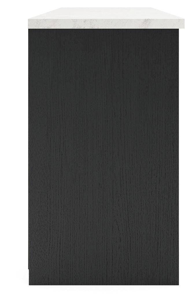 Cadmori 63" TV Stand in Black/White, side view
