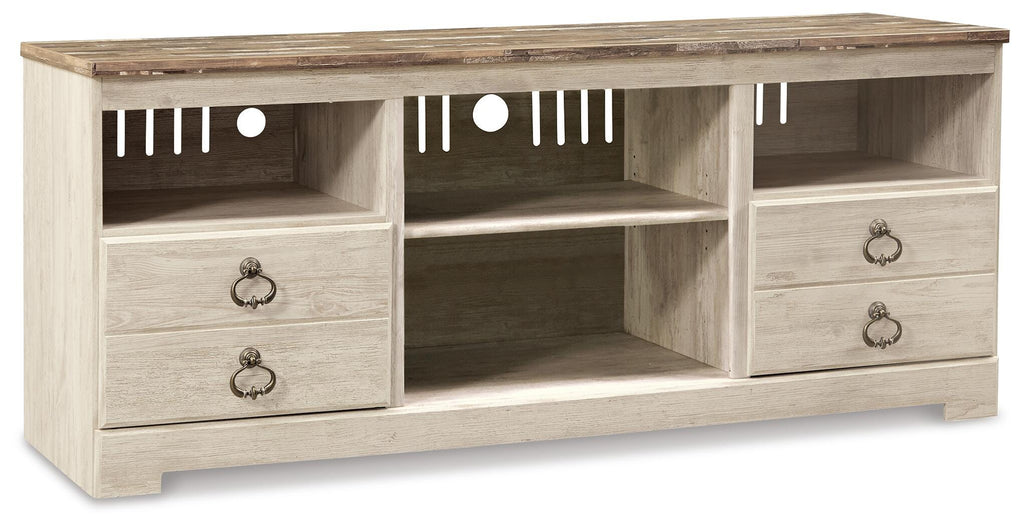 Willowton 64" TV Stand in Whitewash, alternate view 2