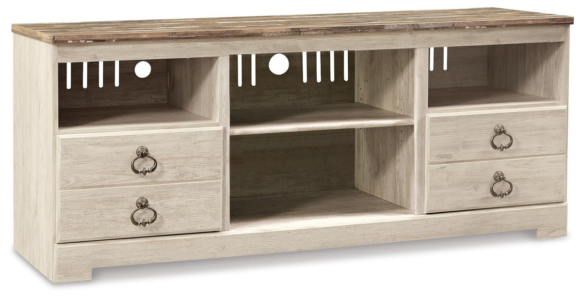Willowton 64" TV Stand in Whitewash, alternate view 2