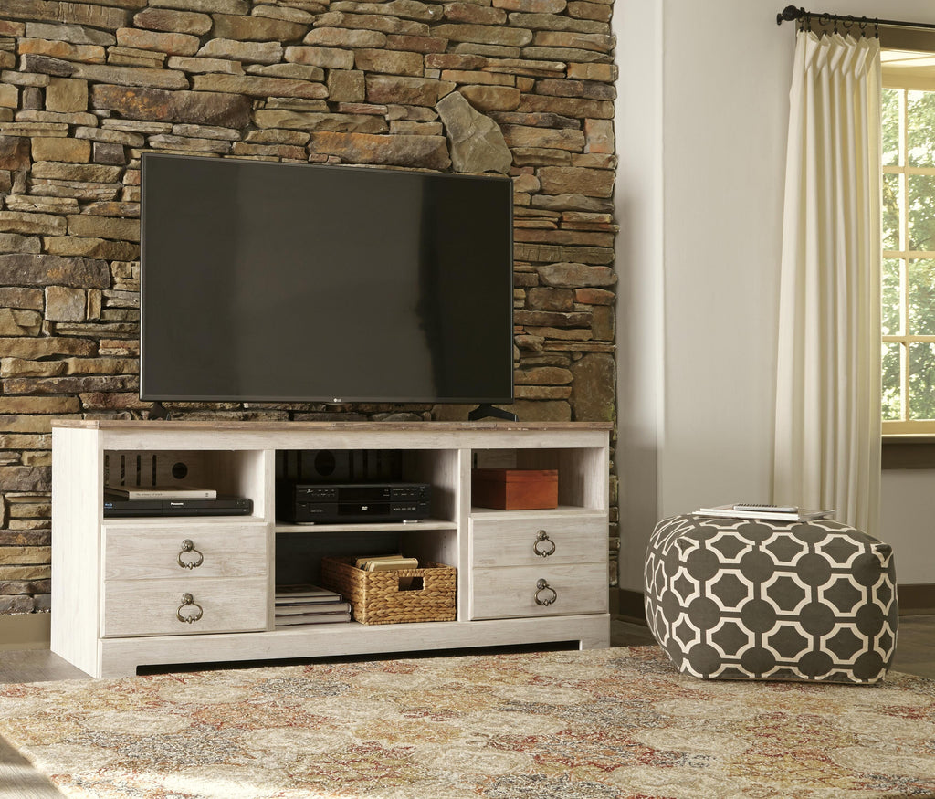 Willowton 64" TV Stand in Whitewash, alternate view 3