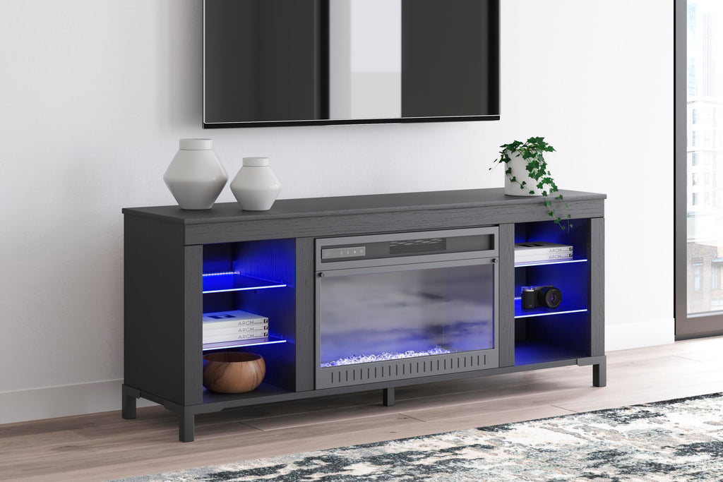 Cayberry 60" TV Stand with Electric Fireplace in Black, alternate view 14