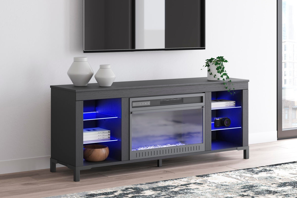 Cayberry 60" TV Stand with Electric Fireplace in Black, alternate view 14