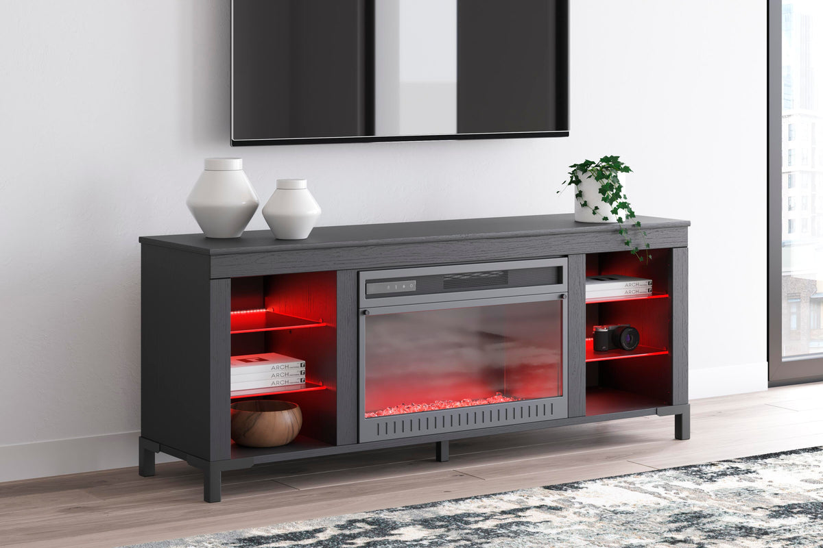 Cayberry 60" TV Stand with Electric Fireplace in Black, alternate view 15