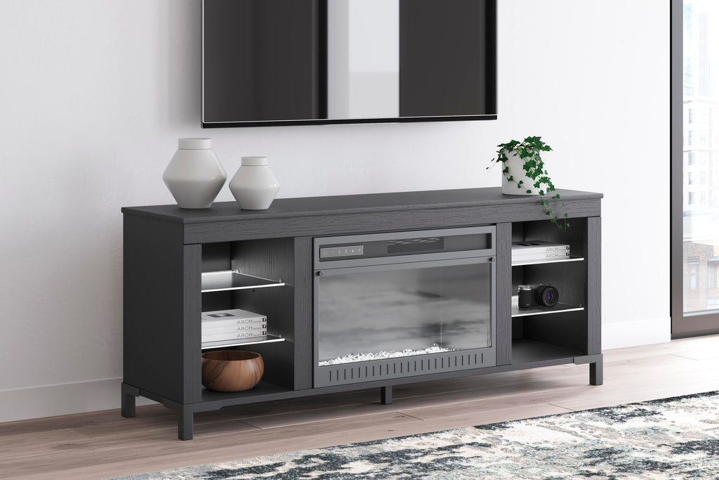 Cayberry 60" TV Stand with Electric Fireplace in Black, alternate view 16