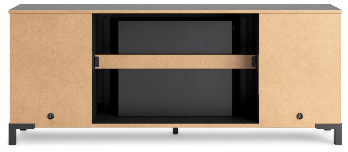 Cayberry 60" TV Stand with Electric Fireplace in Black, back view