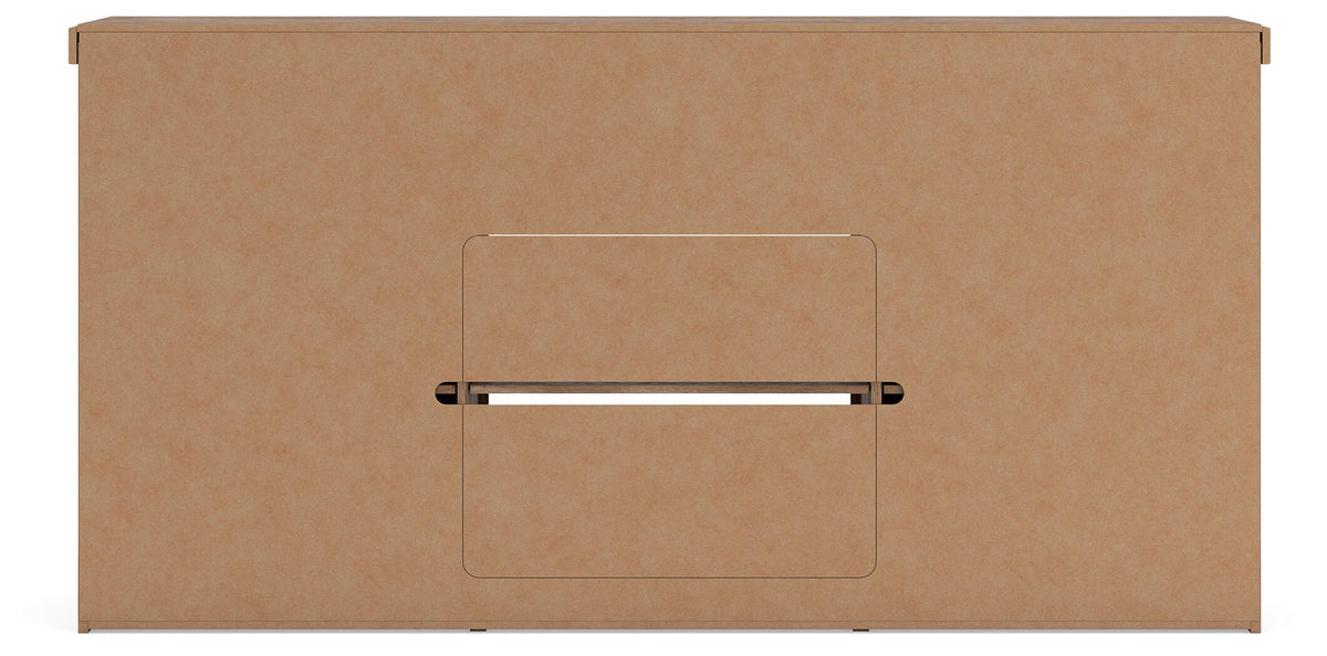 Garistyn 73" TV Stand in Brown, back view