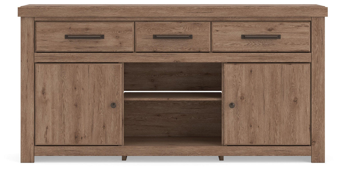 Garistyn 73" TV Stand in Brown, front view