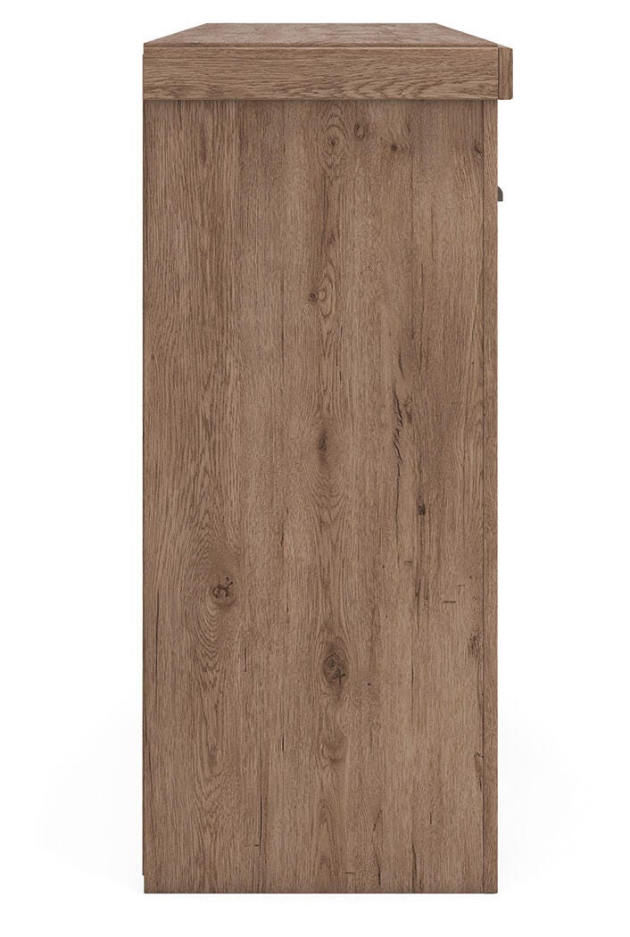 Garistyn 73" TV Stand in Brown, side view