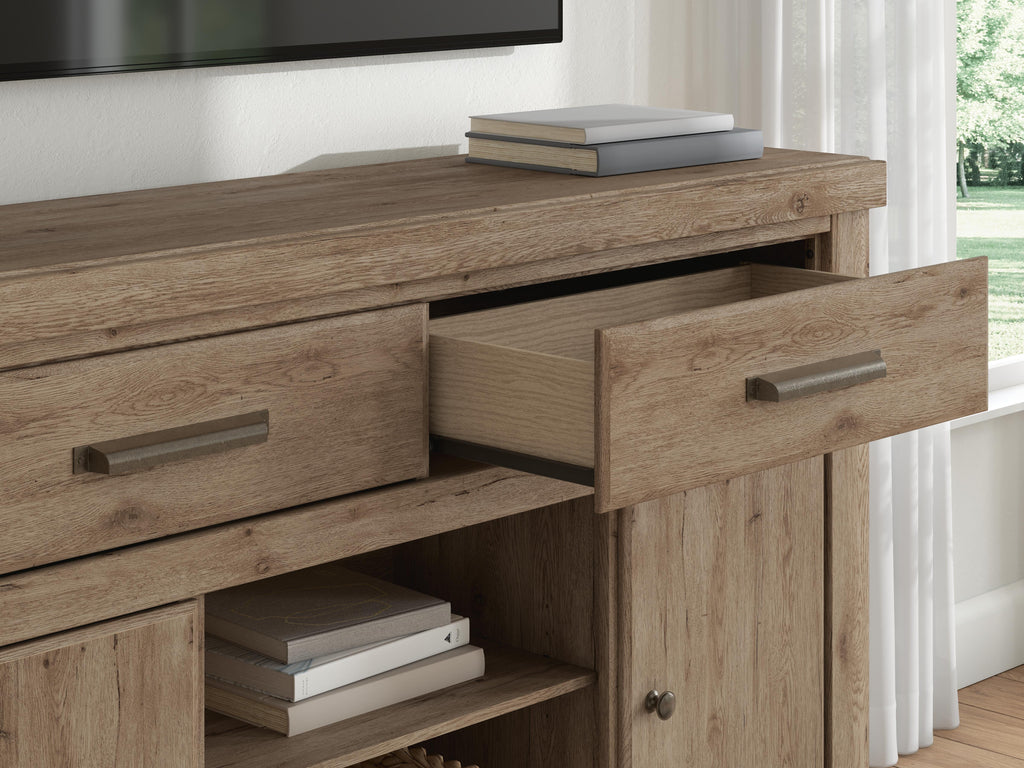Garistyn 62" TV Stand in Brown, detail view