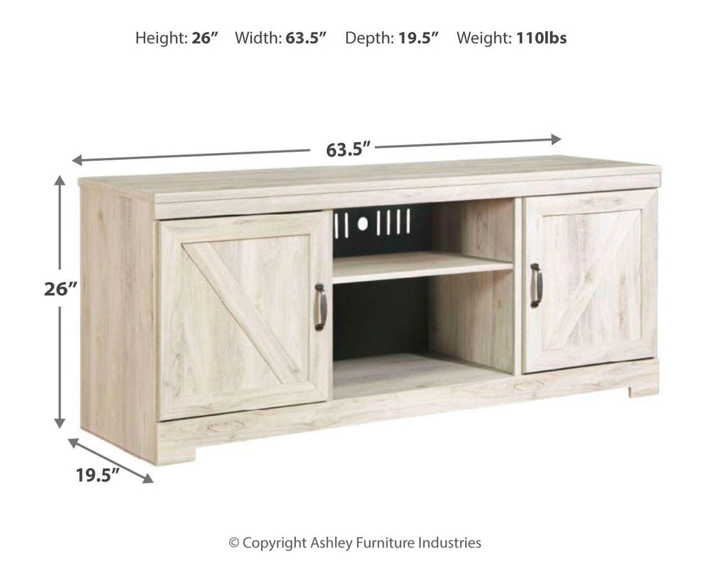 Bellaby 63" TV Stand in Whitewash, alternate view 5