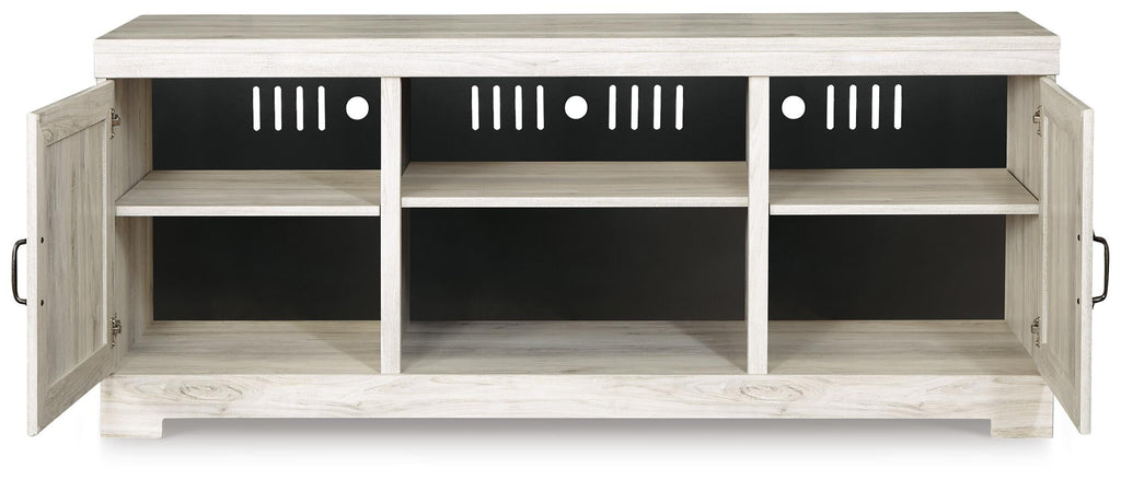 Bellaby 63" TV Stand in Whitewash, front view