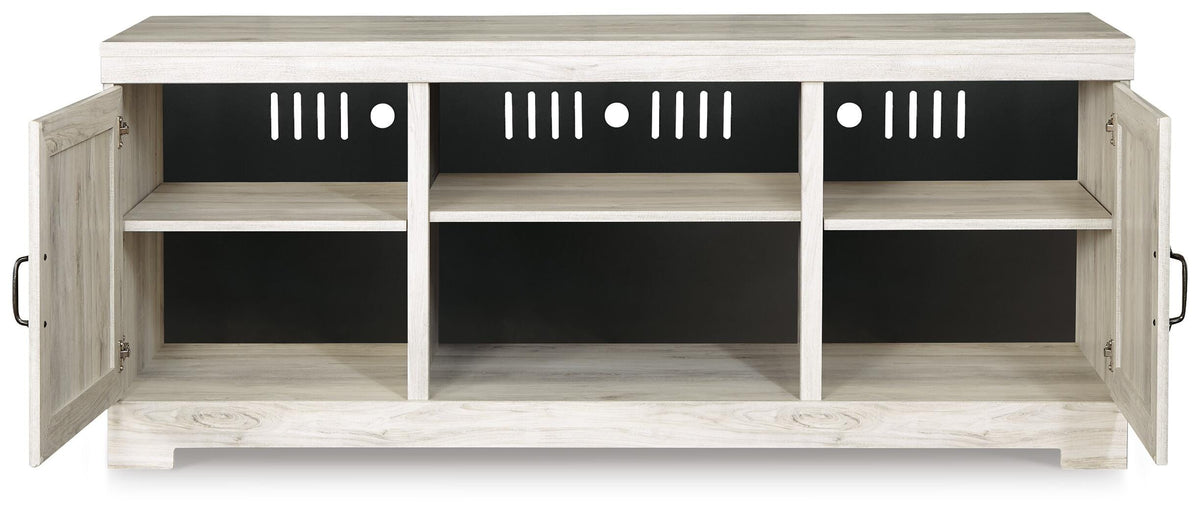 Bellaby 63" TV Stand in Whitewash, front view