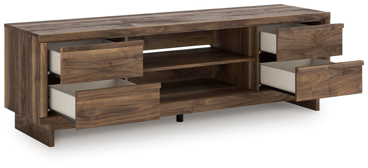 Zadilyn 72" TV Stand in Brown, open view
