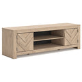 Cayboni 71" TV Stand in Tan, angle view