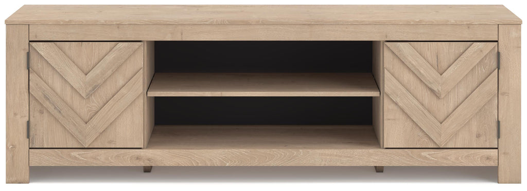 Cayboni 71" TV Stand in Tan, front view