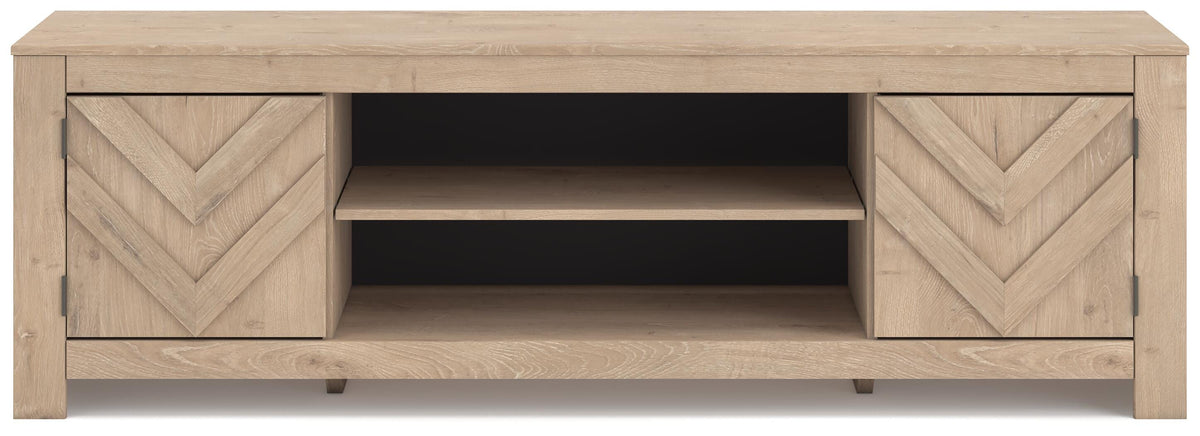 Cayboni 71" TV Stand in Tan, front view