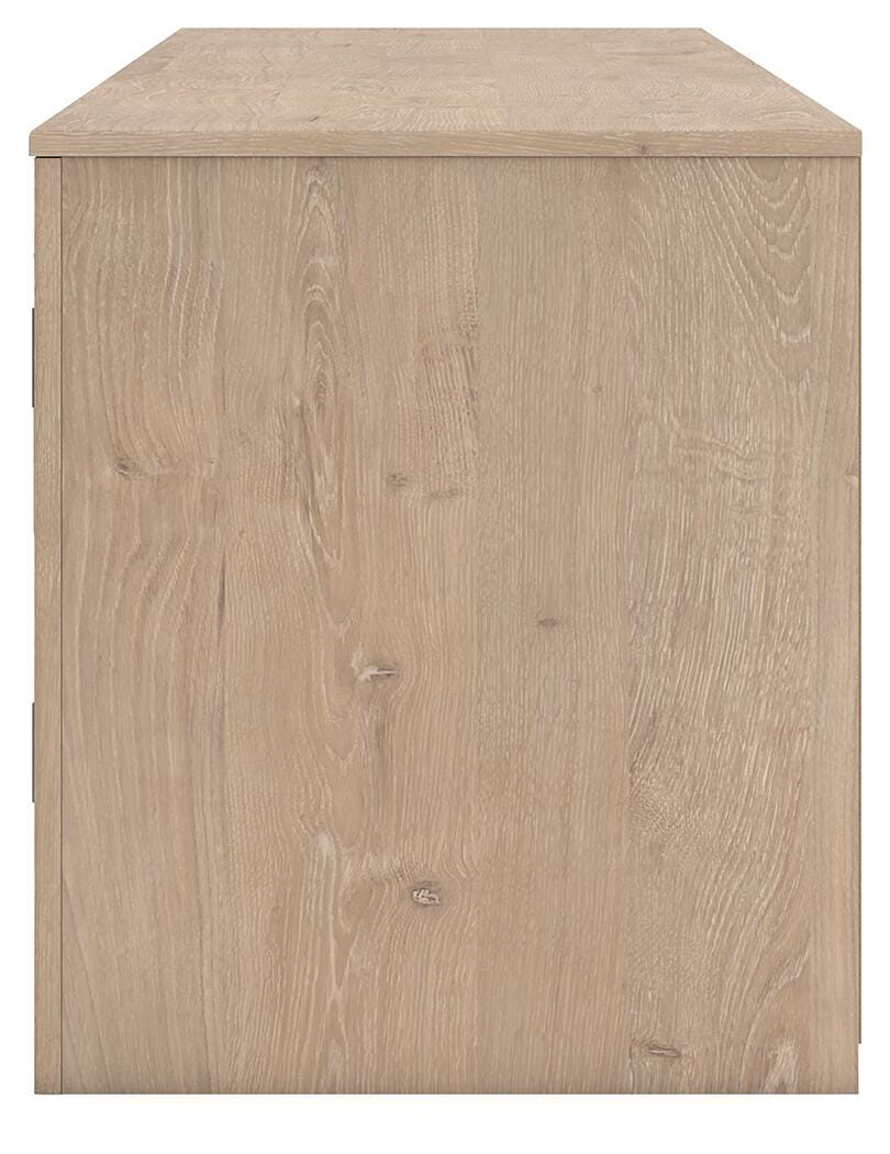 Cayboni 71" TV Stand in Tan, side view