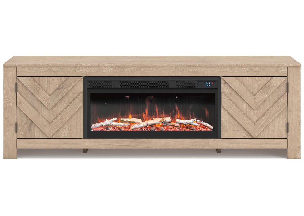 Cayboni 71" TV Stand with Electric Fireplace front view