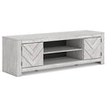 Cayboni 71" TV Stand in Whitewash, angle view