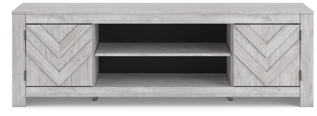 Cayboni 71" TV Stand in Whitewash, front view