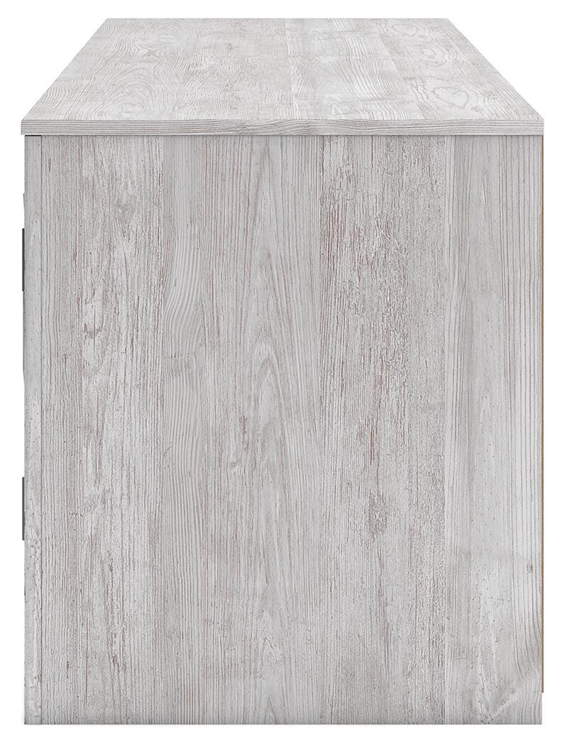 Cayboni 71" TV Stand in Whitewash, alternate side view