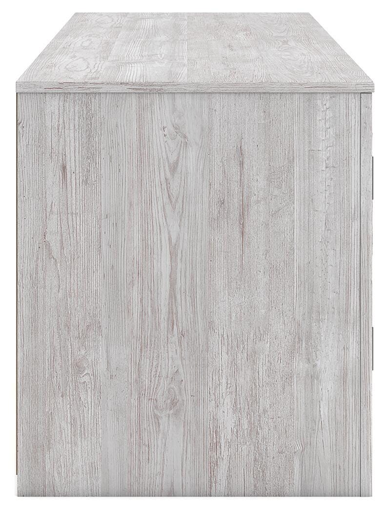 Cayboni 71" TV Stand in Whitewash, side view