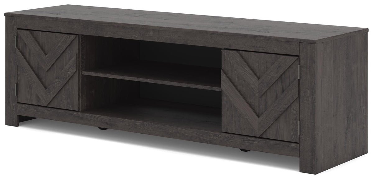 Cayboni 71" TV Stand in Black, angle view