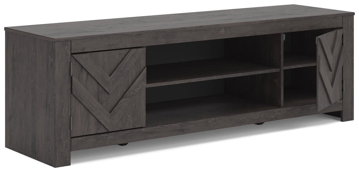 Cayboni 71" TV Stand in Black, open view