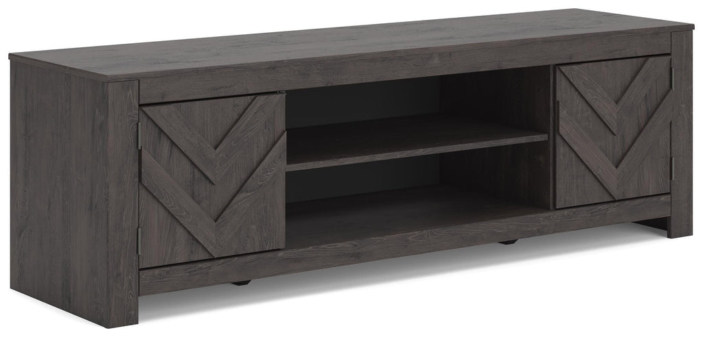 Cayboni 71" TV Stand in Black, angle view