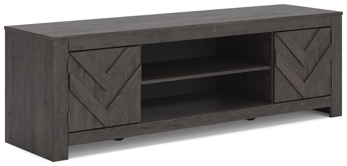 Cayboni 71" TV Stand in Black, angle view
