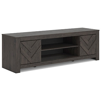 Cayboni 71" TV Stand in Black, angle view