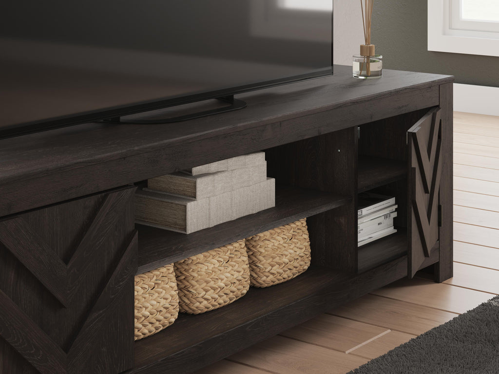 Cayboni 71" TV Stand in Black, detail view