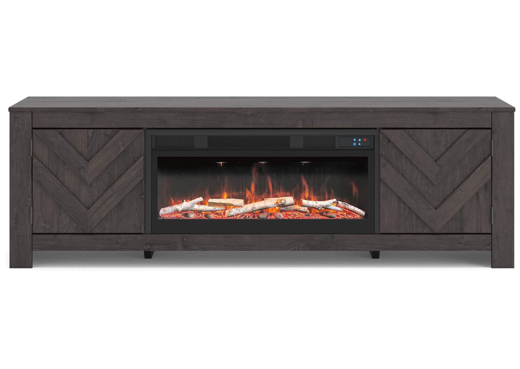 Cayboni 71" TV Stand with Electric Fireplace front view